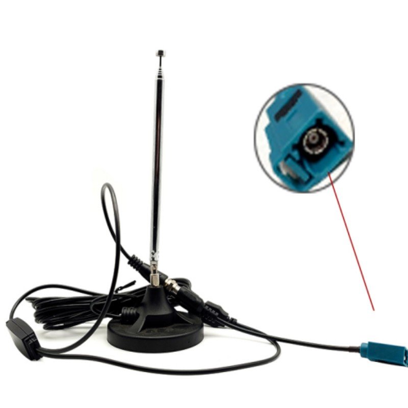 Retro Home Radio Antenna Adjustable Telescopic Rod Antenna with Magnet Stand 5M Cable Nostalgia Midnight FM Signal Receiver
