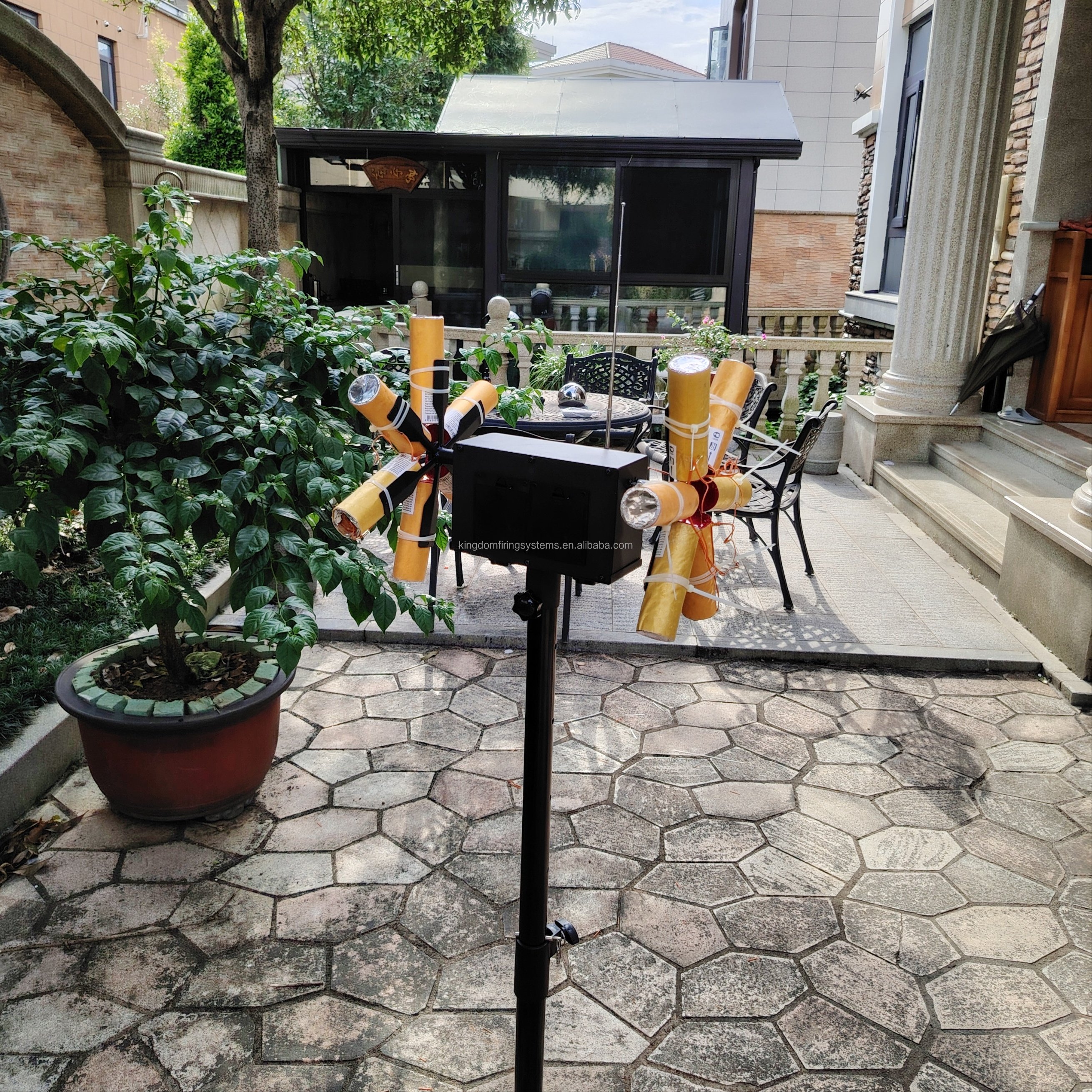 Radio control fireworks double wheel for wedding celebration party or new year event pyrotechnic show