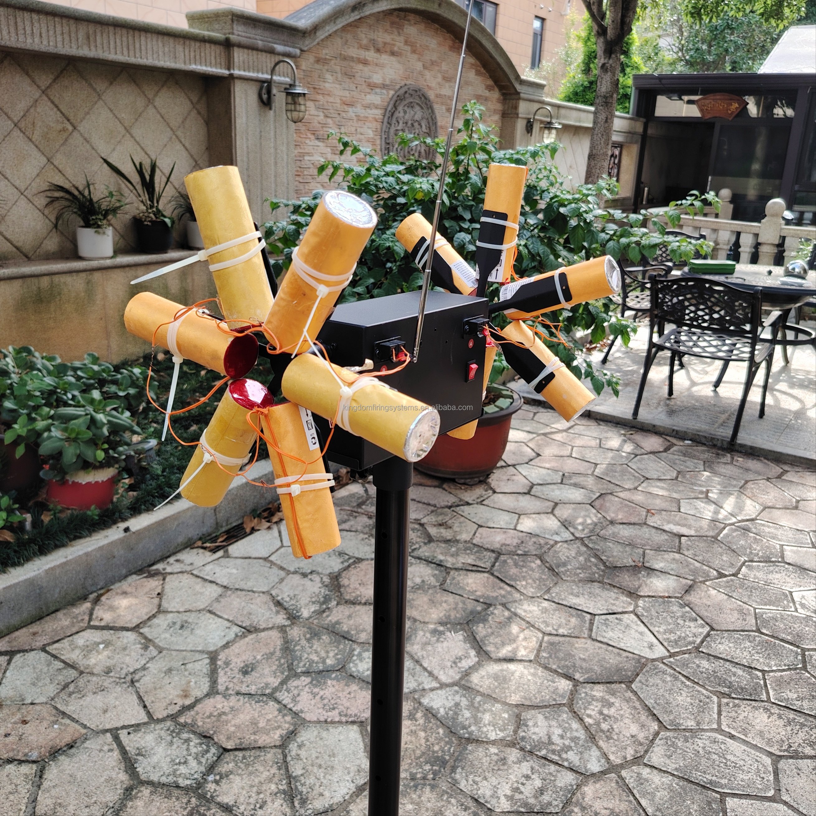 Radio control fireworks double wheel for wedding celebration party or new year event pyrotechnic show