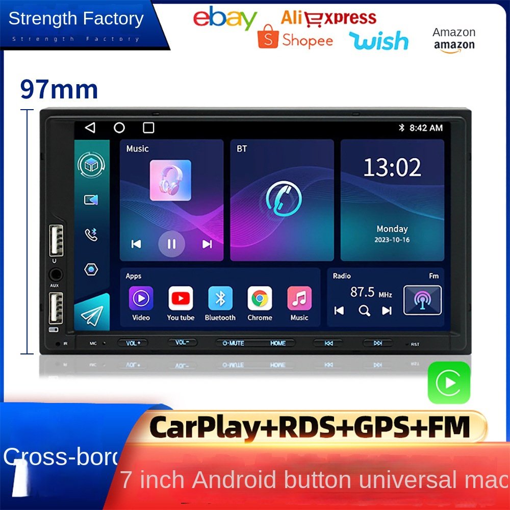7 Inch Android 2 Din Car MP5 Player with Bluetooth GPS Navigation LCD Touch Screen Universal Dashboard Stereo Radio for Toyota