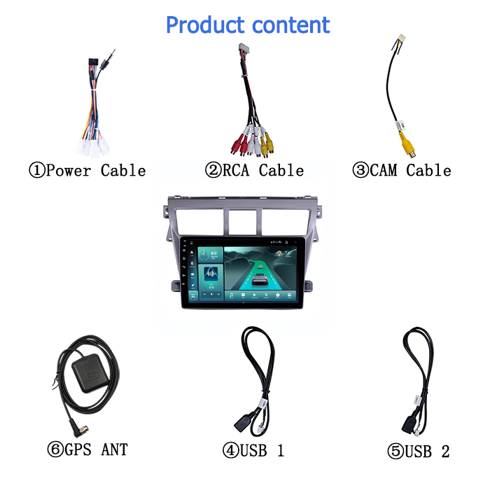 9 inch 4 Core 2+32 gb Car Radio Multimedia Player BT 5.4 for Toyota vios 2007-2012 Car DVD Player