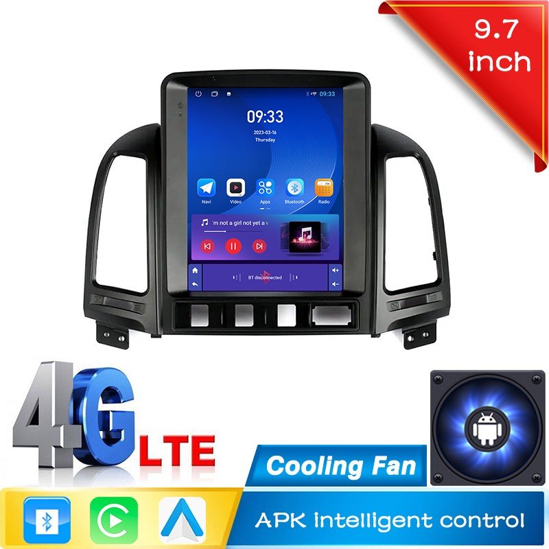 2Din Car Radio Android for HYUNDAI SANTAFE 2006-2012 Speaker Stereo Navigation 9.7" Carplay Multimedia Head Unit