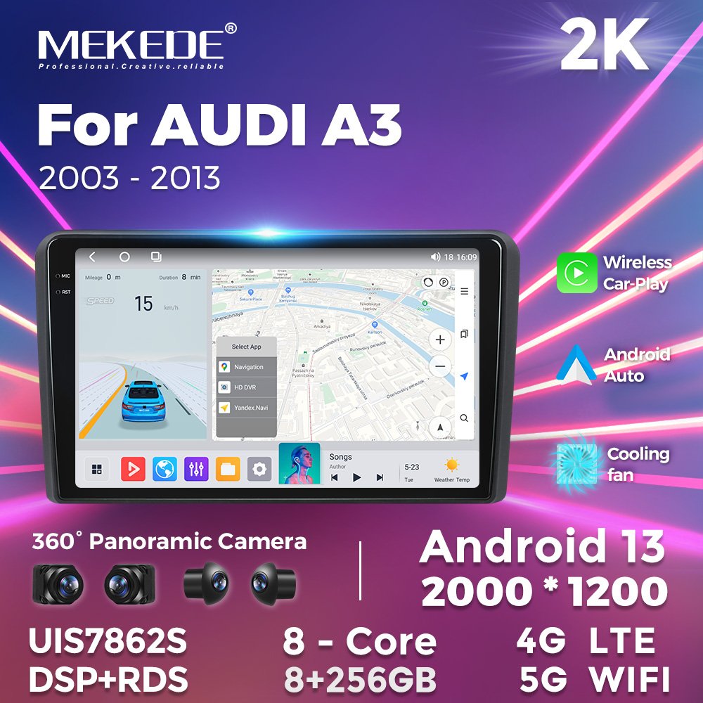 MEKEDE MS Android car-play auto car android 360 camera DVR FM AM gps navigation system for Audi A3 2003-2013