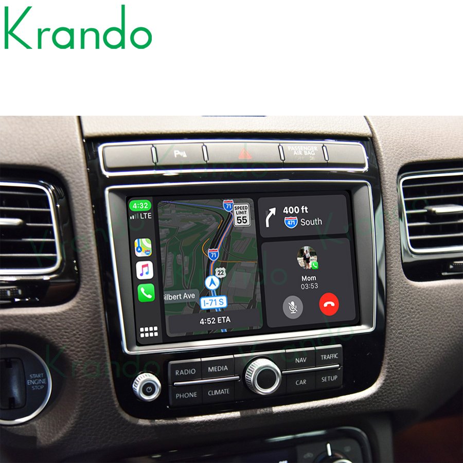 Krando Upgrade Android Auto Wireless Apple CarPlay Module Box For Volkswagen Touareg Reverse Camera Interface Mirror Link