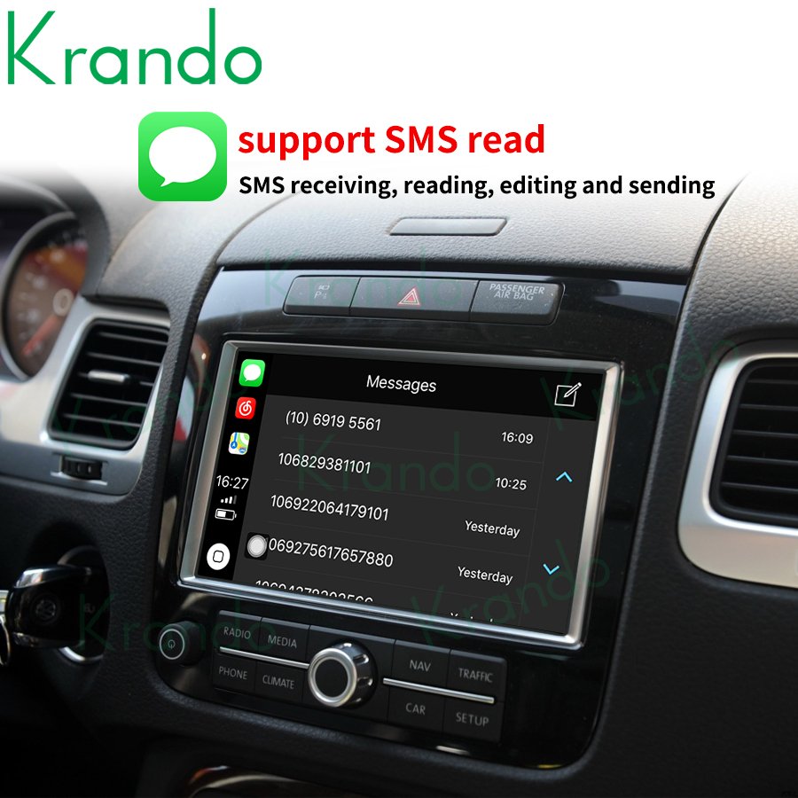 Krando Upgrade Android Auto Wireless Apple CarPlay Module Box For Volkswagen Touareg Reverse Camera Interface Mirror Link