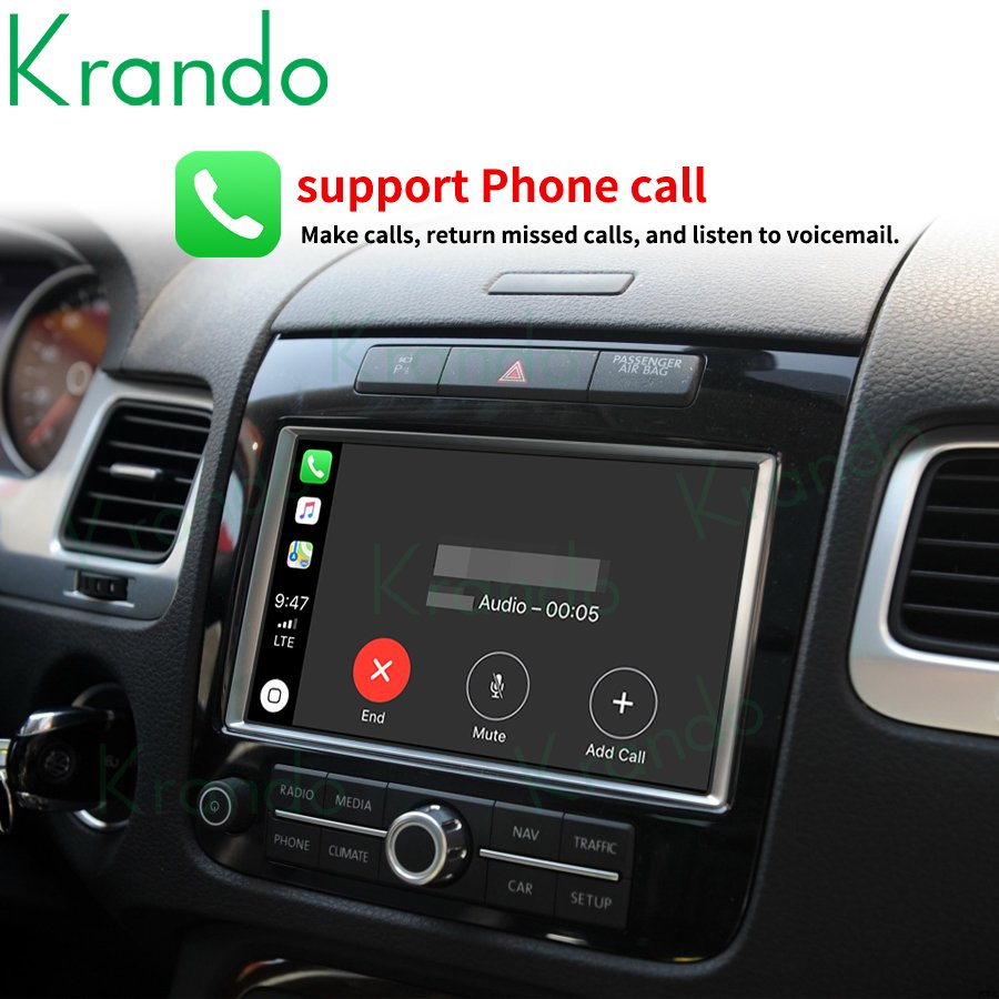 Krando Upgrade Android Auto Wireless Apple CarPlay Module Box For Volkswagen Touareg Reverse Camera Interface Mirror Link