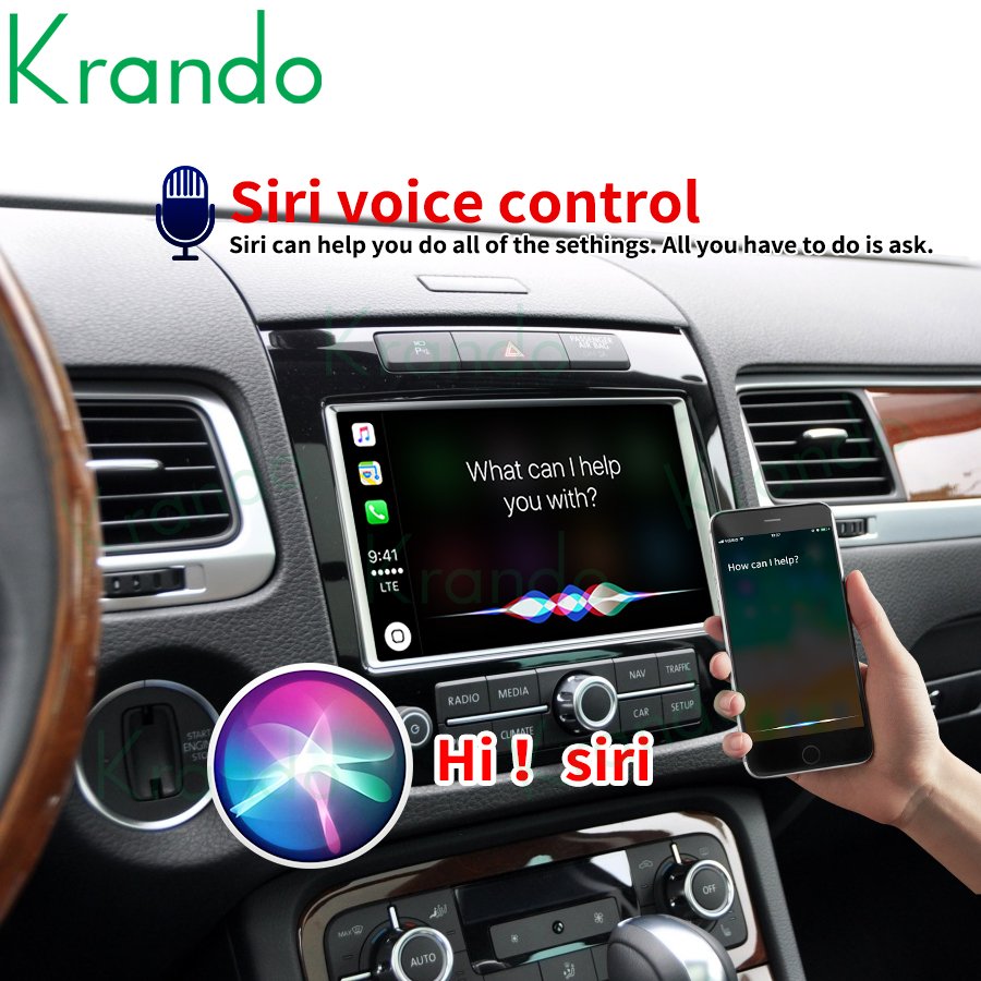 Krando Upgrade Android Auto Wireless Apple CarPlay Module Box For Volkswagen Touareg Reverse Camera Interface Mirror Link
