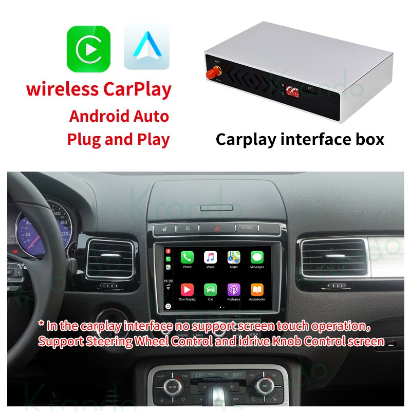 Krando Upgrade Android Auto Wireless Apple CarPlay Module Box For Volkswagen Touareg Reverse Camera Interface Mirror Link