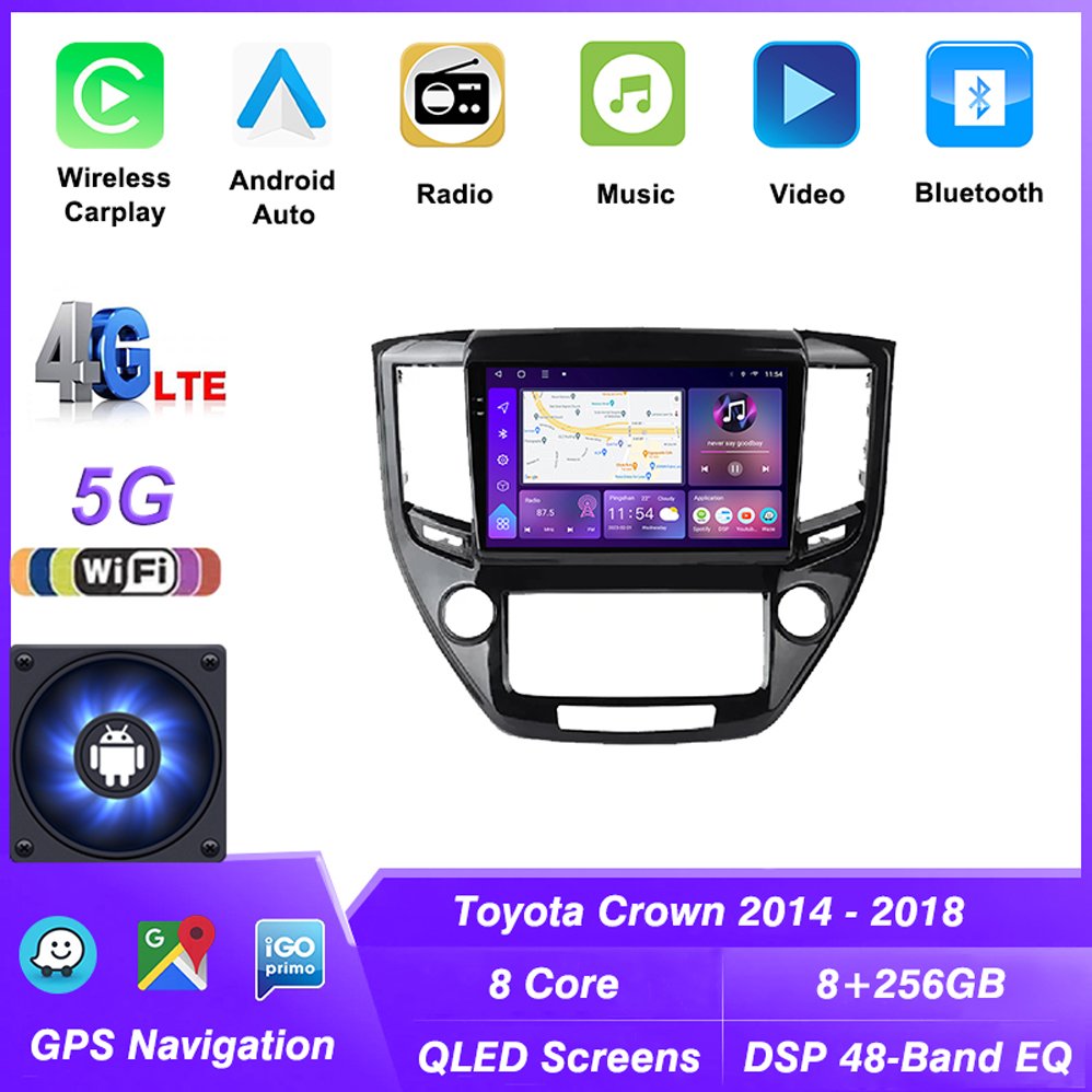Android 13 Car Radio Carplay For Toyota Crown 2014 - 2018 2 DIN Stereo Car GPS Navigation Multimedia Head Unit Video Player