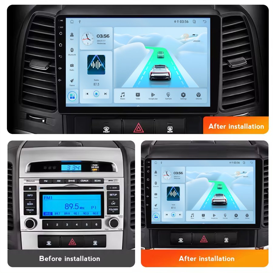 Carplay+Auto Android Car Radio For Hyundai Santa Fe 2006-2012 Auto AC Stereo Video Player Car Multimedia System GPS Navigation