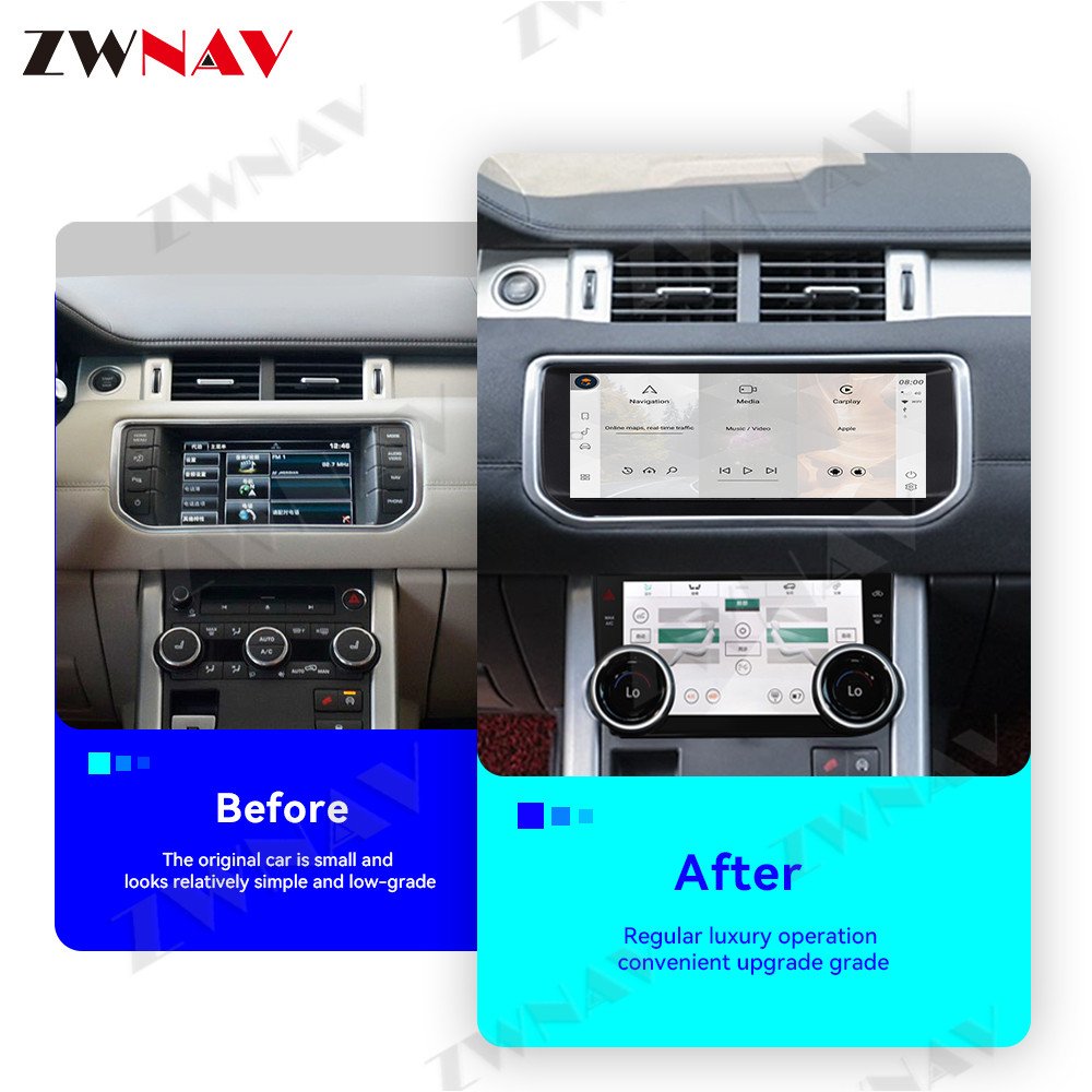 ZWNAV Car Radio With AC Panel GPS Bluetooth Range Rover Evoque L551 L538 2012-2018 Car Radio Multimedia Player GPS Navigation