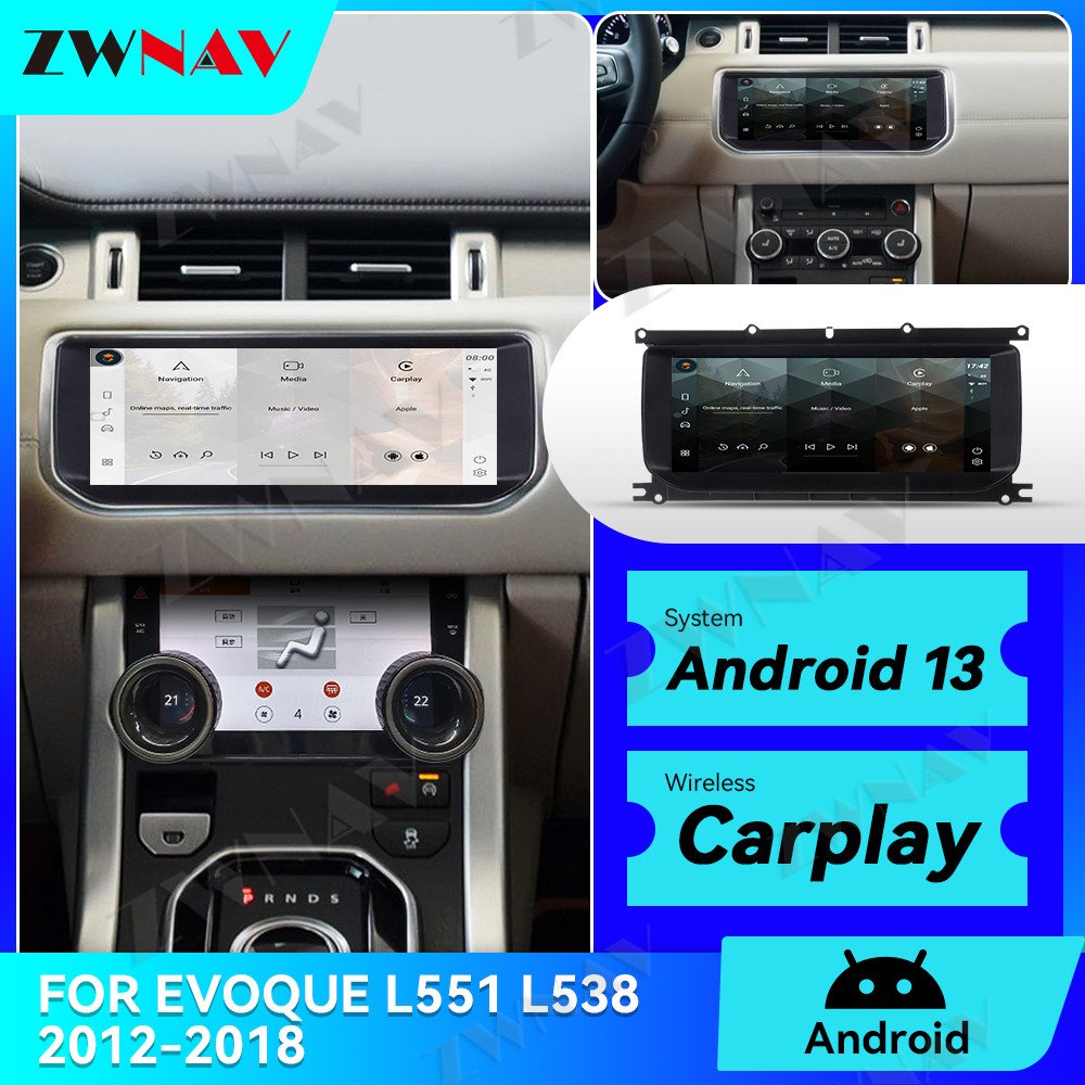 ZWNAV Car Radio With AC Panel GPS Bluetooth Range Rover Evoque L551 L538 2012-2018 Car Radio Multimedia Player GPS Navigation