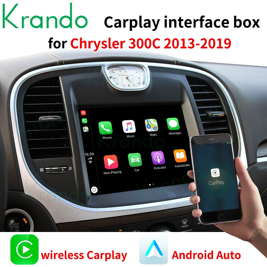 Krando wireless apple carplay android auto interface box for Jeep Dodge Challenger RAM 1500 2500 Chrysler 300C 2013 - 2019