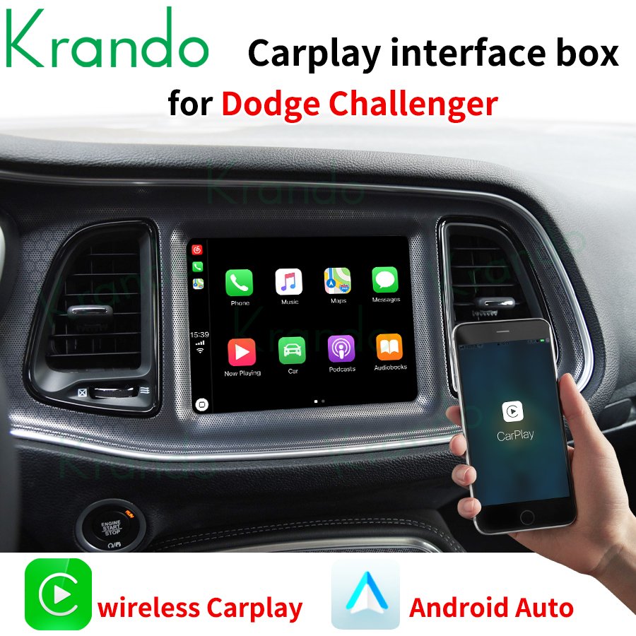 Krando wireless apple carplay android auto interface box for Jeep Dodge Challenger RAM 1500 2500 Chrysler 300C 2013 - 2019