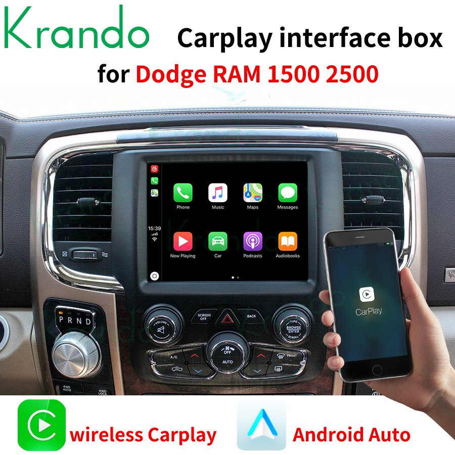 Krando wireless apple carplay android auto interface box for Jeep Dodge Challenger RAM 1500 2500 Chrysler 300C 2013 - 2019