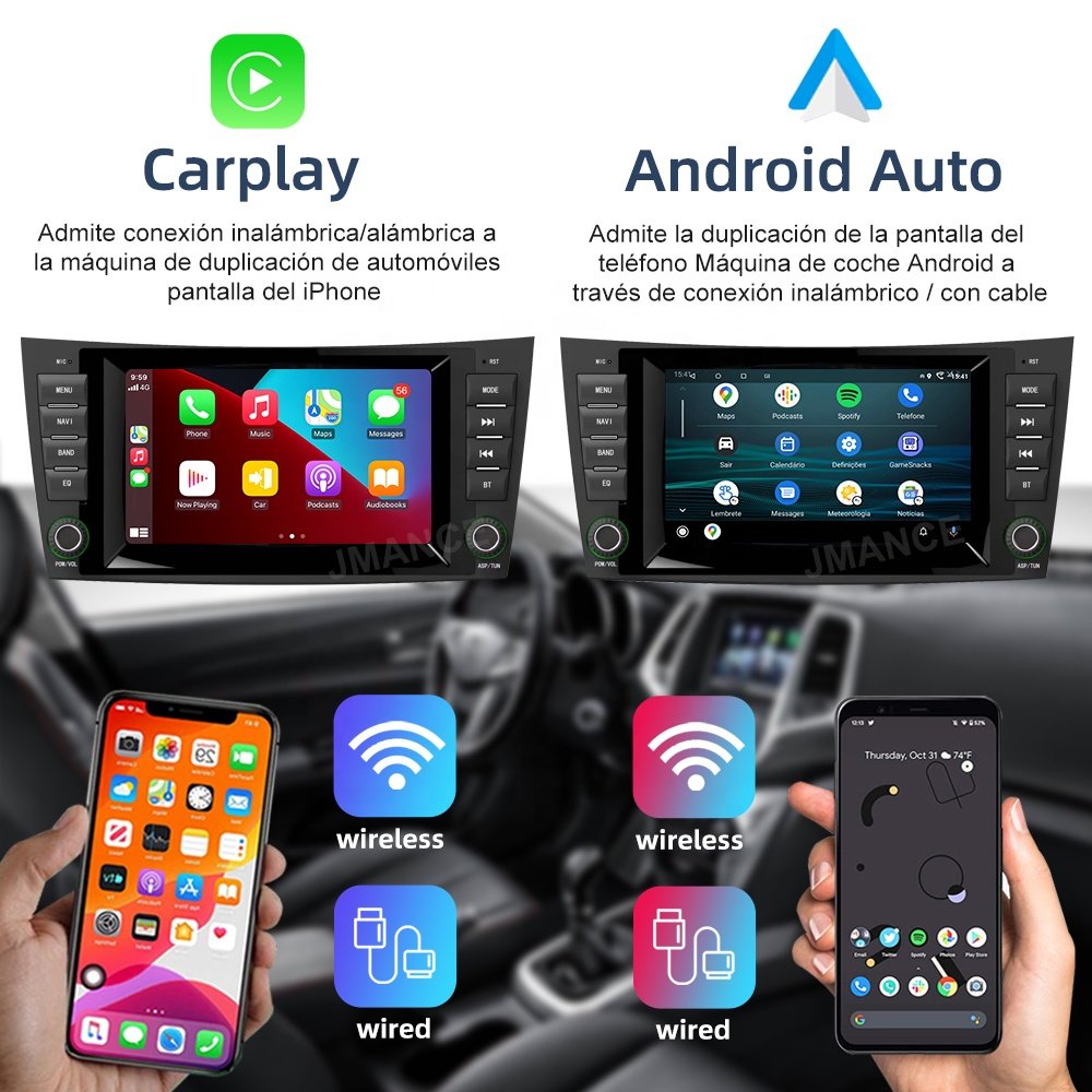 Jmance 4G BT5.0 Carplay Android auto 2din android 7inch car screen radio system For Mercedes Benz E-Class W211 2002-2008