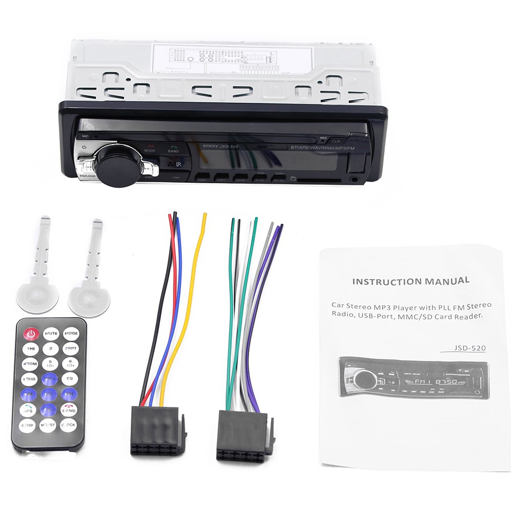 BT Autoradio Car Stereo Radio FM Aux Input Receiver SD USB JSD-520 12V In-dash 1 Din Car MP3 Multimedia Player Car Radio