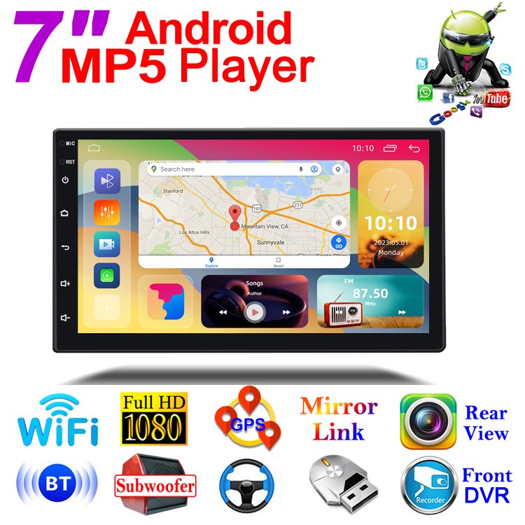 Henmall 2 Din Android Car Radio 7 inch Autoradio Double Din Car Stereo GPS Navigation WIFI BT FM RDS Universal Car Video
