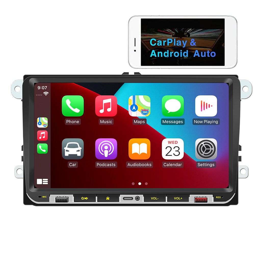 Quad Core Double Din 9 Inch Android 1G+16G Car Stereo wireless carplay Radio For VW