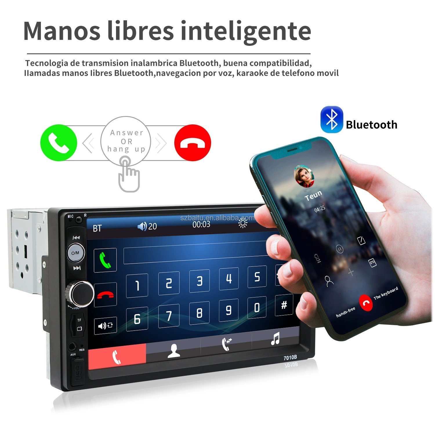 7" 12V 1din Universal Car MP5 Radio HD Stereo With Bluetooth/FM/USB/AUX/Phone Charging Movie Payback 7010B MP5 Player