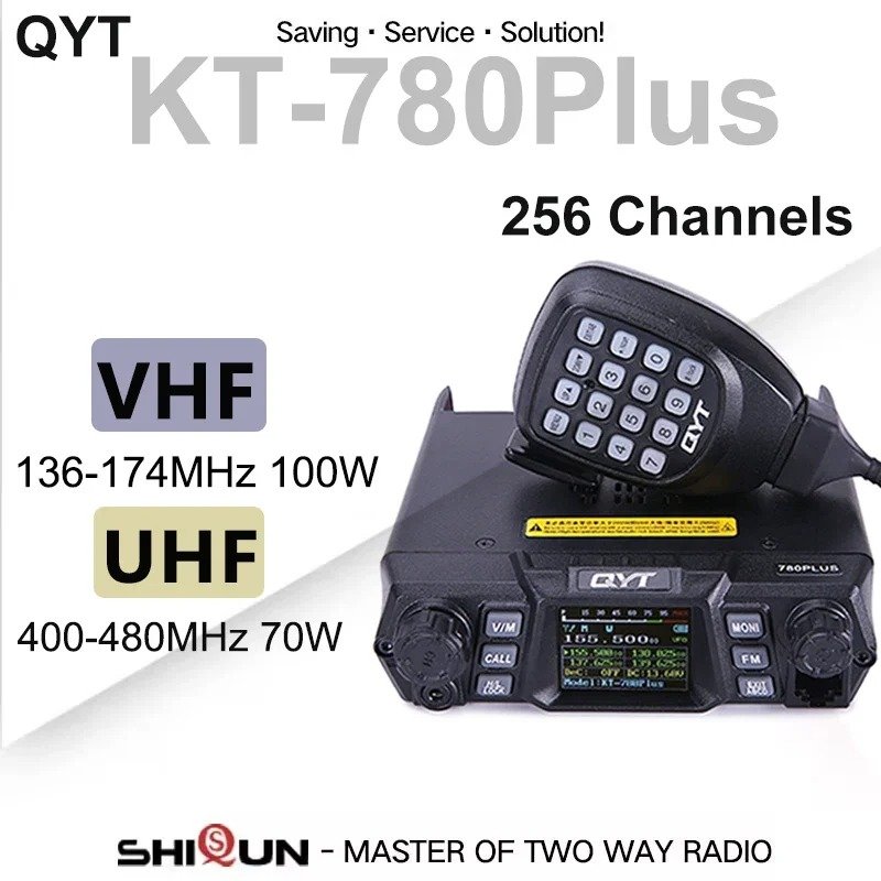 QYT KT-780Plus Two Way Radio Walkie Talkie 100W High Power Wireless Communication Radio KT-780 Plus Mobile Car Radio