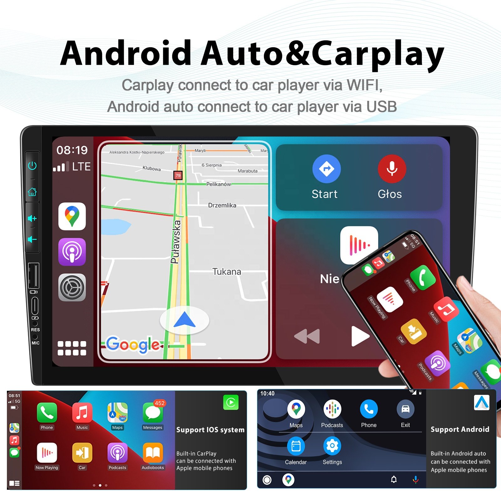 Podofo 9'' Car Stereo Android 13 For Peugeot 407 2004-2008 Car Radio Carplay&Android Auto WIFI GPS BT FM/RDS DVR AHD Camera