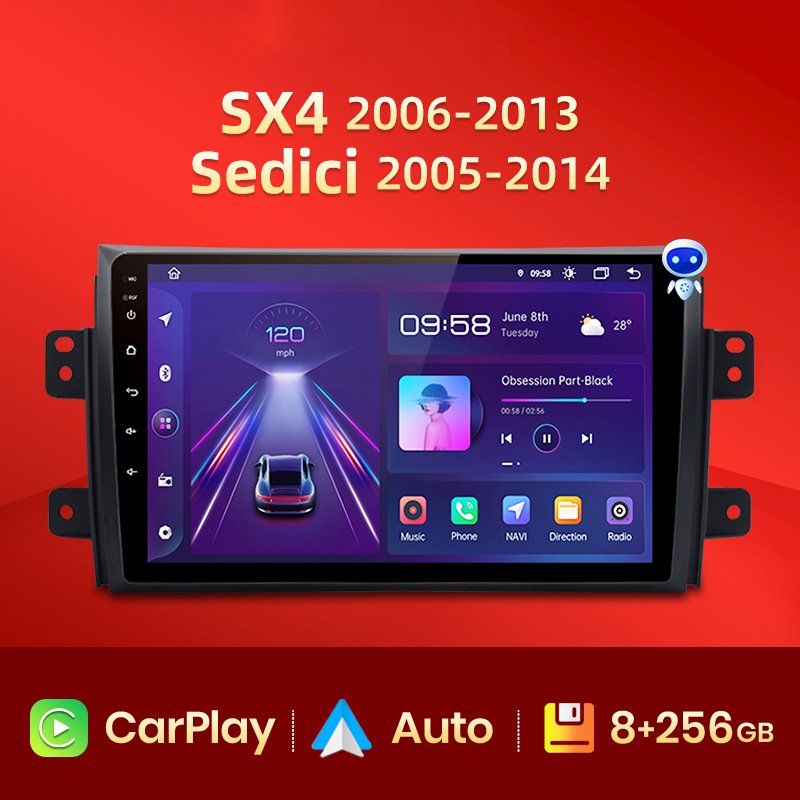 Android Auto Radio For Suzuki SX4 2006-2013 For Fiat Sedici 2005-2014 Carplay 4G Car Multimedia GPS 2din autoradio