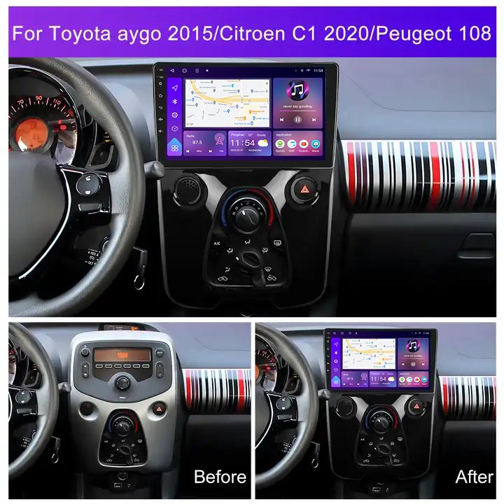 New Head Unit Android Car Player 2 DIN Car Radio for For Peugeot 108 Toyota Aygo B40 2014 - 2021 Citroen C1 GPS Navigation