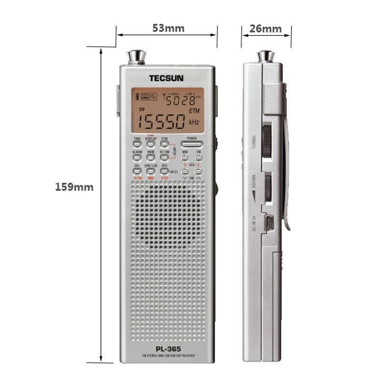 Original New PL-365 Mini Portable DSP ETM ATS FM-Stereo MW SW World Band Stereo Radio