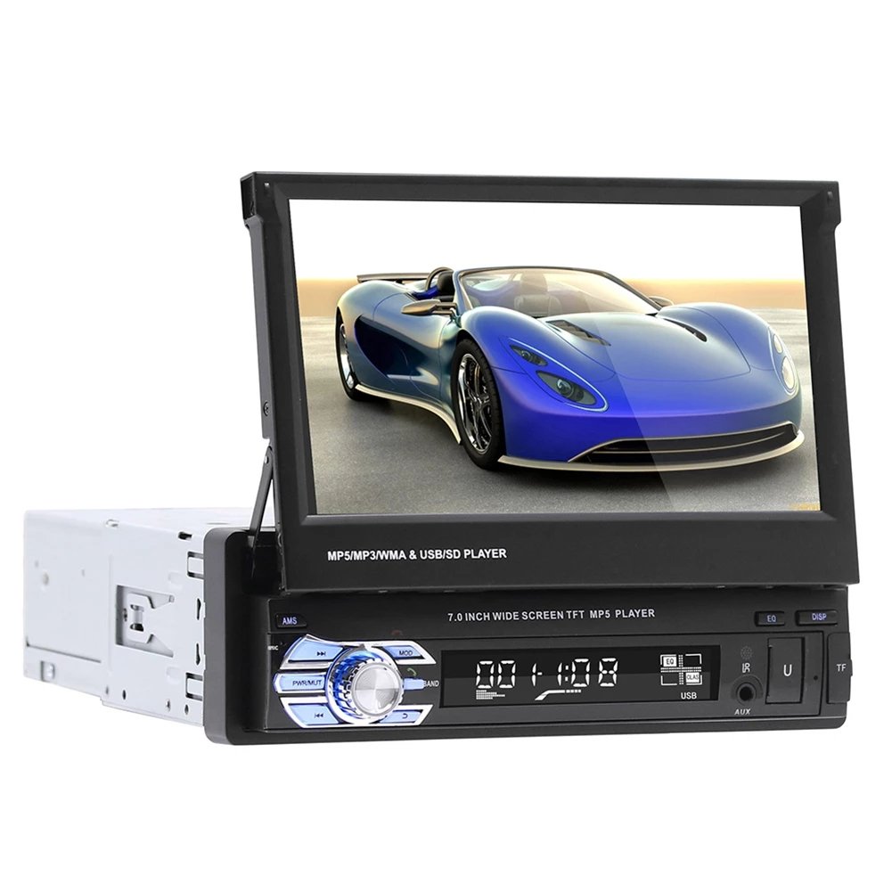 TOPSOURCE 7 Inch HD 1Din Car Stereo FM Radio Audio Video MP5 Player with BT