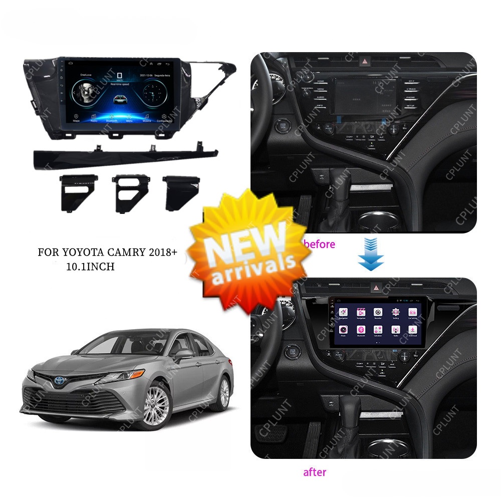 Car Android Screen Android Radio DVD Player Frame Navigation For TOYOTA Camry 2018-2021 10inch LHD BLACK Farme