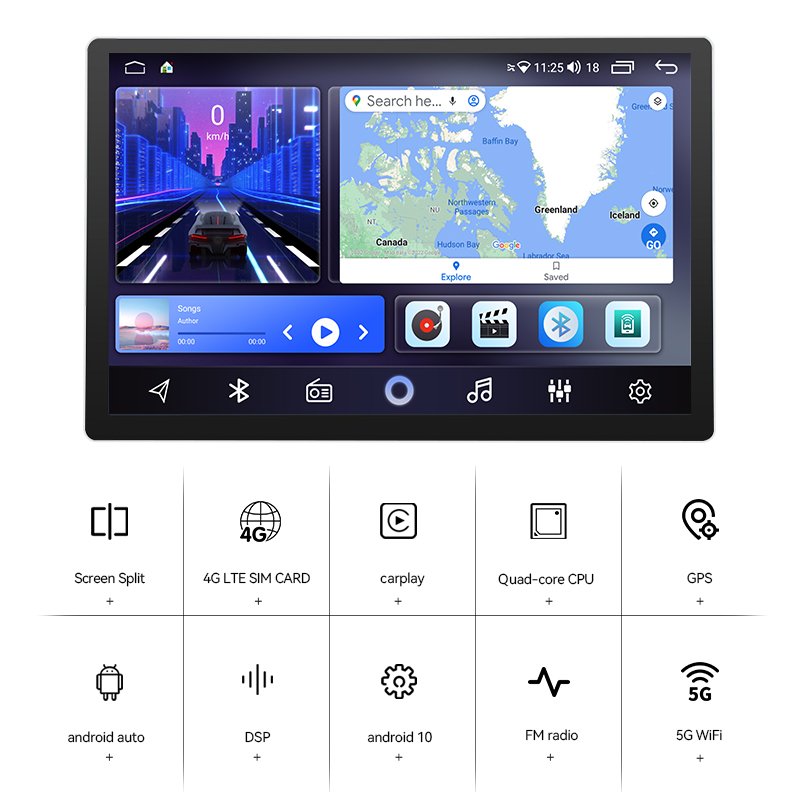Bingfan Android 12 QLED Touch Screen Car Radio Double Din Car Screen Strero Auto Electronics 13.3 inch Car dvd player