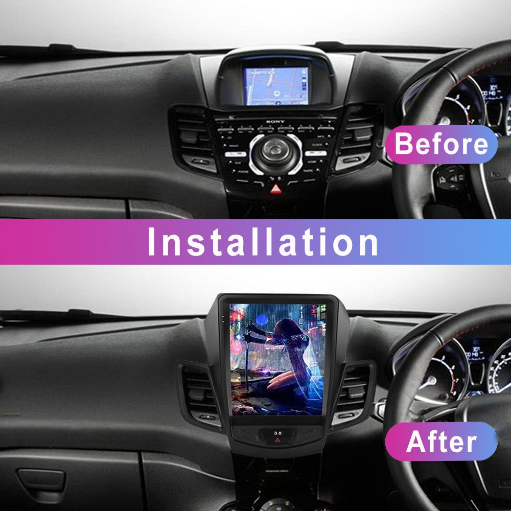 Podofo 9.7 Inch Android Car Stereo Car Radio For Ford Fiesta 2012-2015 With Carplay Android Auto GPS Wifi Hifi FM RDS MIC Camera