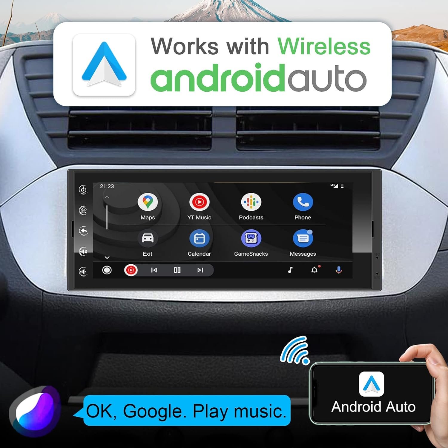 6.86 Inch Android 1Din Car Radio Wireless Carplay Auto Touch Screen DSP RDS Car Stereo WIFI Blue Tooth GPS Video For Car
