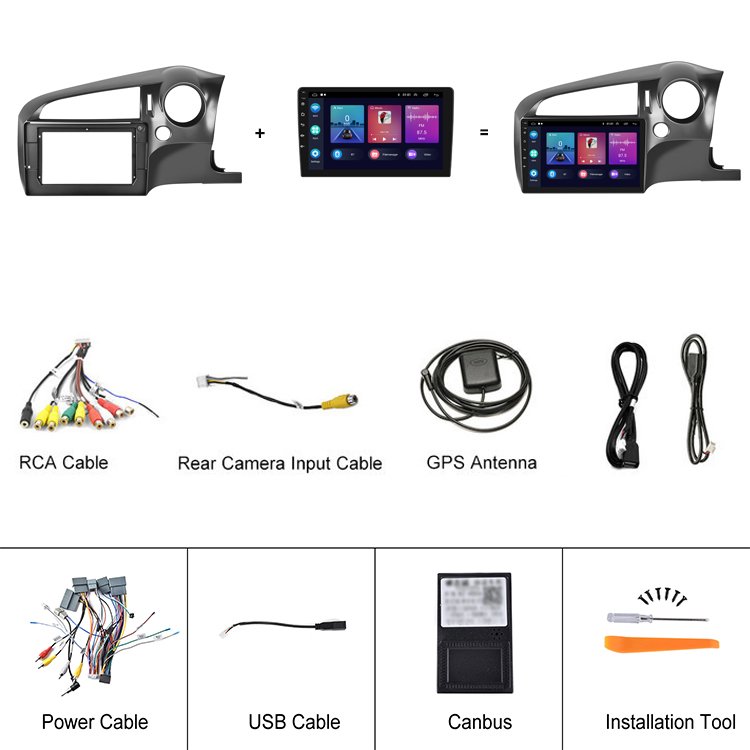 Podofo 10.1'' Car Radio 2+64G Carplay Android Auto For Honda stream2 2006-2014(right-hand drive) Hifi Wifi BT FM Auto Multimedia