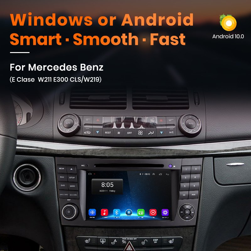 7" AI Voice Android Auto Car Radio With Screen For Mercedes Benz E-Class W211 W219 E200 E220 E300 Multimedia RDS DSP 2 Din dvd