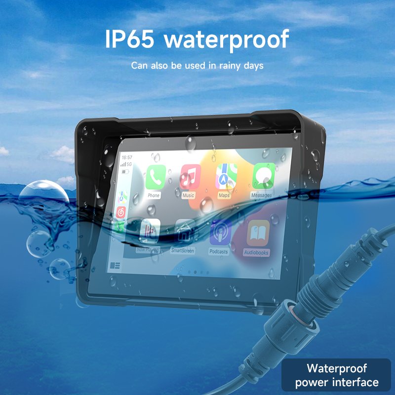 IP67 Motorcycle GPS Wireless Carplay Motorcycle AUTO Display Screen Motorcycle Navigation With Camera