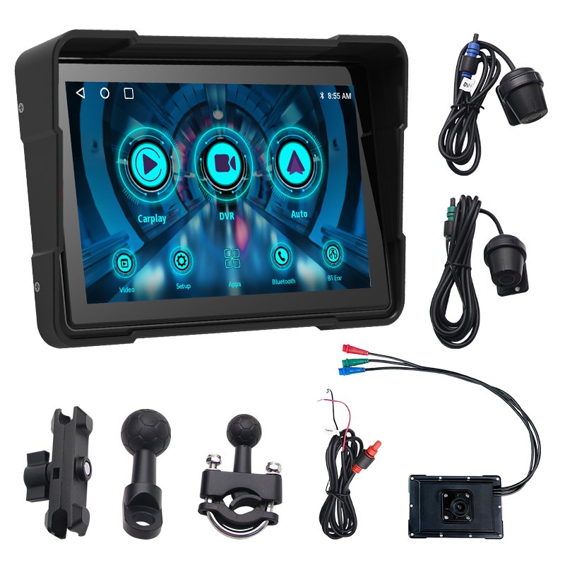 IP67 Motorcycle GPS Wireless Carplay Motorcycle AUTO Display Screen Motorcycle Navigation With Camera
