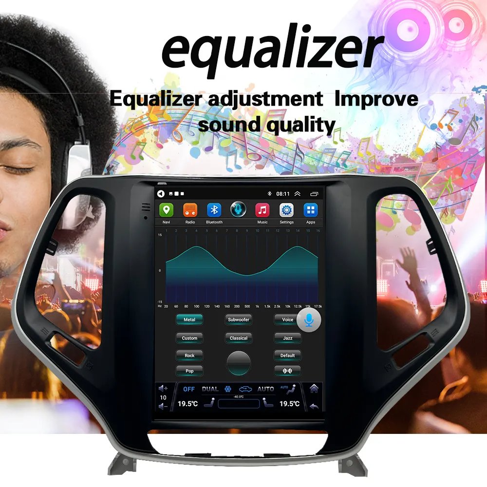 For Jeep Grand Cherokee 2014 2015 2016 Android Car Radio Multimedia Tesla Style Android 13 Car Dvd Player