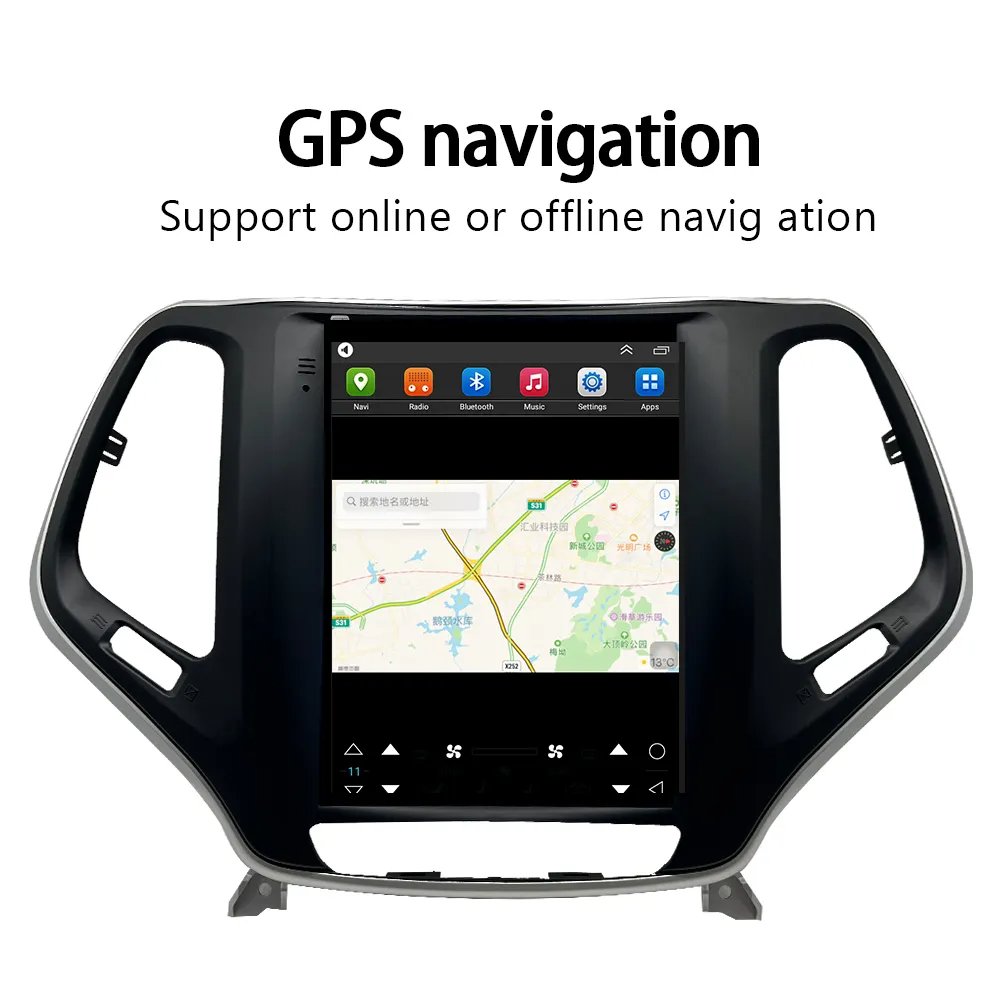 For Jeep Grand Cherokee 2014 2015 2016 Android Car Radio Multimedia Tesla Style Android 13 Car Dvd Player