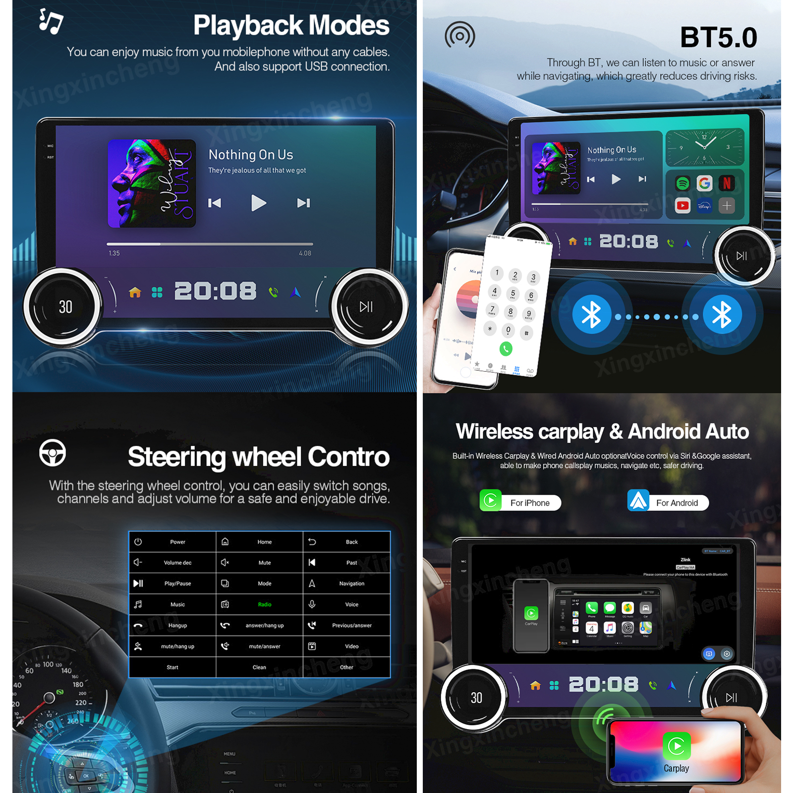 10.1inch Universal Car Android Radio 2Din 1280*800 Car Stereo Touch Screen Dual Knob DVD Player GPS Navigation Head Unit
