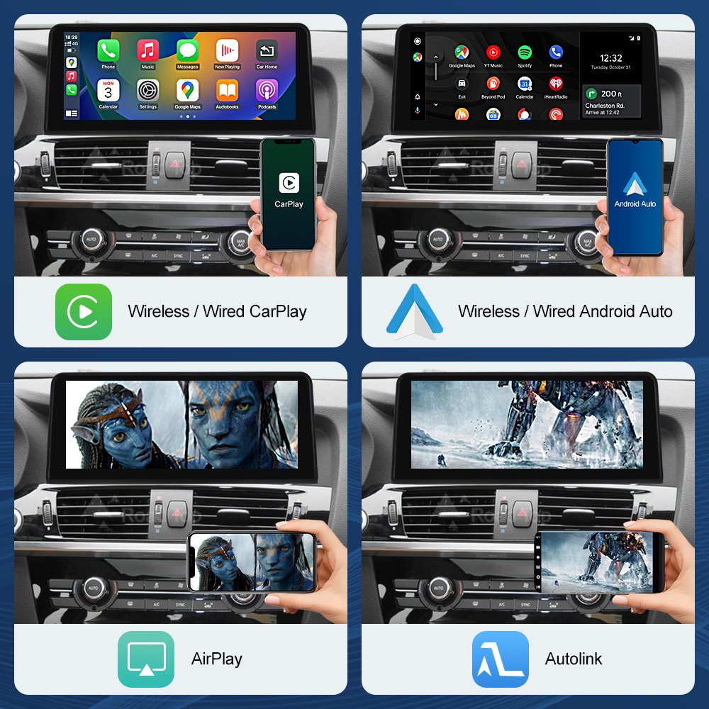 Road Top 1920*720 Resolution Stereo GPS Navigation Car Radio Linux Carplay Screen For BMW X3 X4 F25 F26 2011-2016 CIC NBT