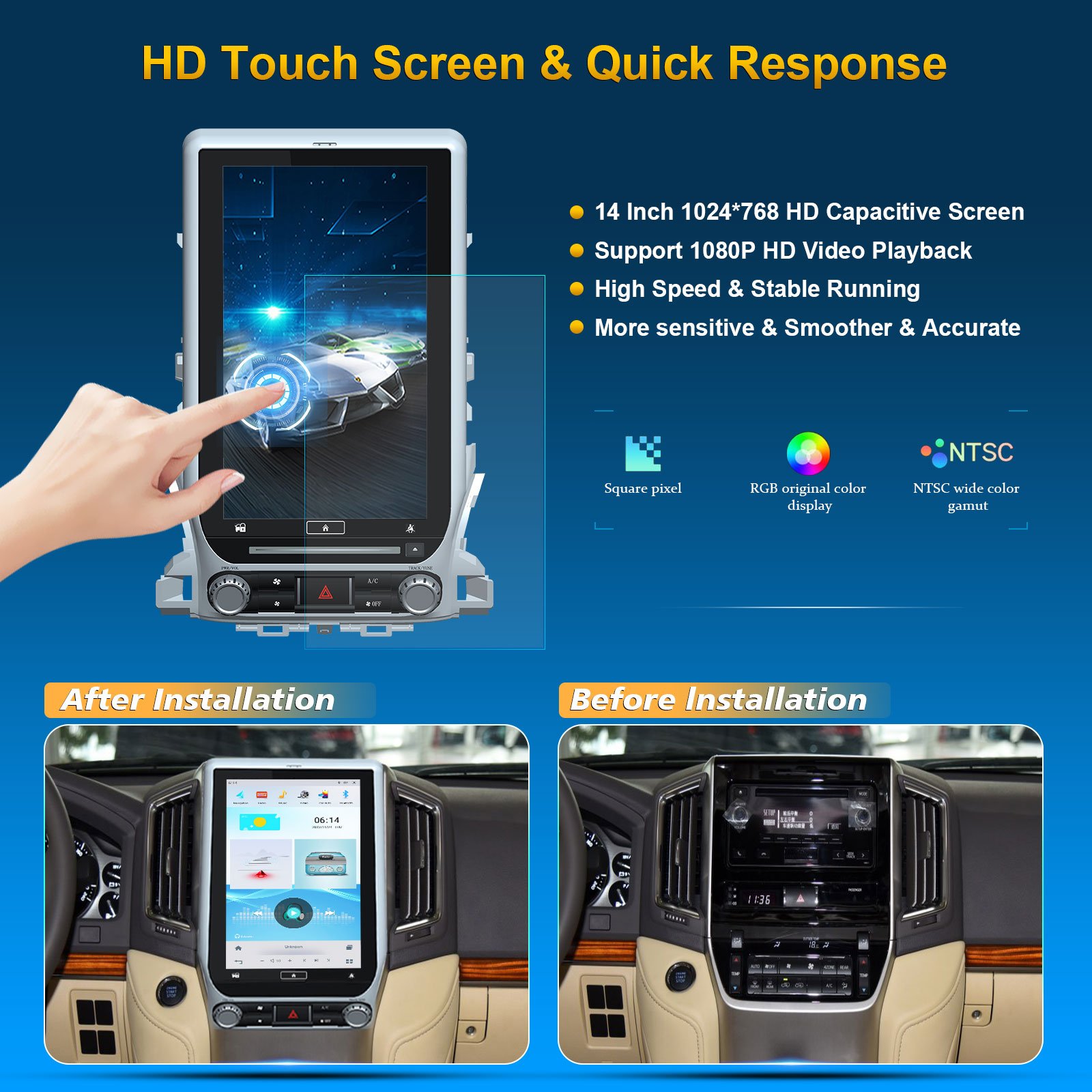 2024 Popular 13.3'' Car Screen Android GPS Navigation Radio with Carplay Video Player for TOYOTA LAND CRUISER LC200 2016-