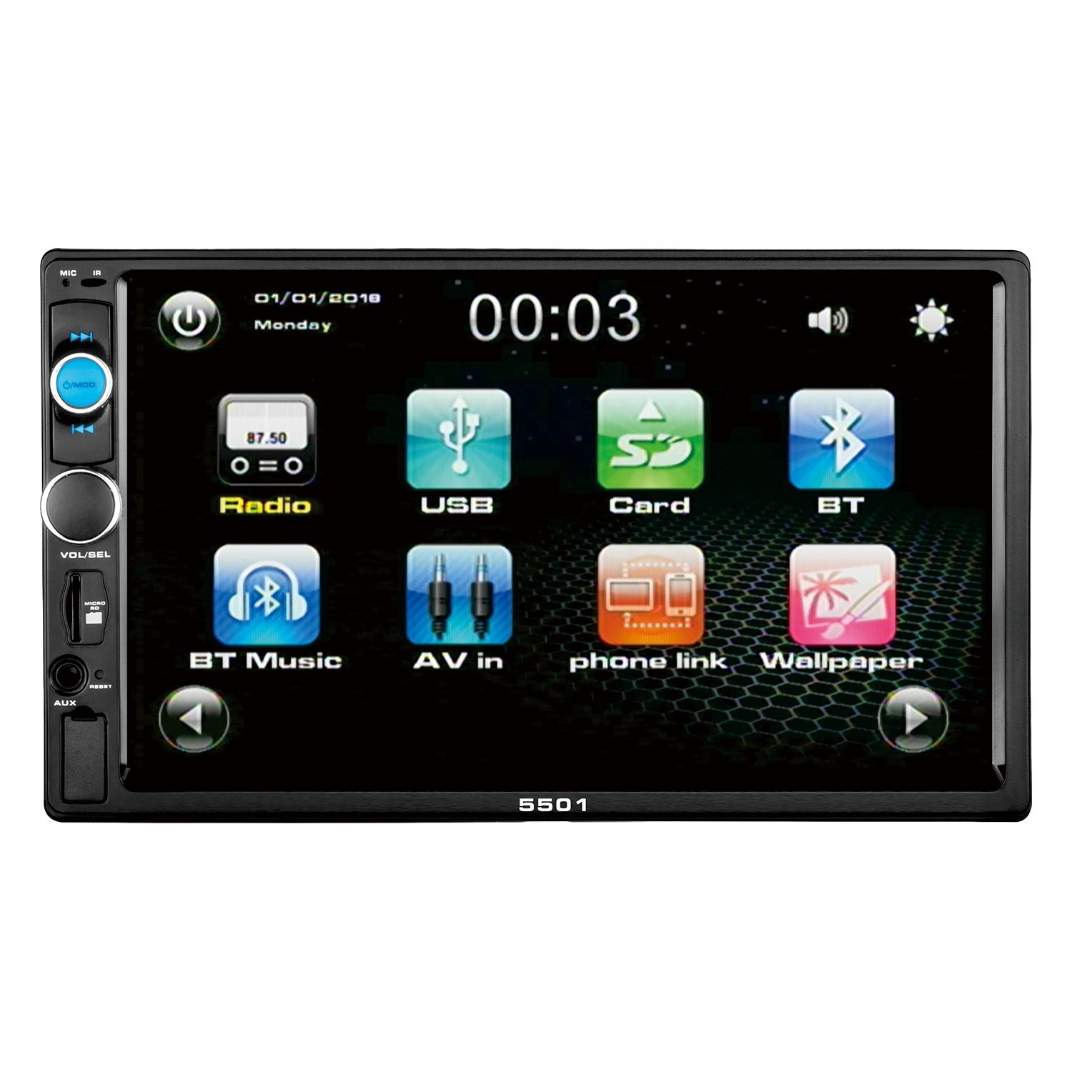 7010 Touch Screen 2 Din Auto Radio 7 inch HD Digital Display Mirror Link USB FM AUX Car MP5 Player bluetooth