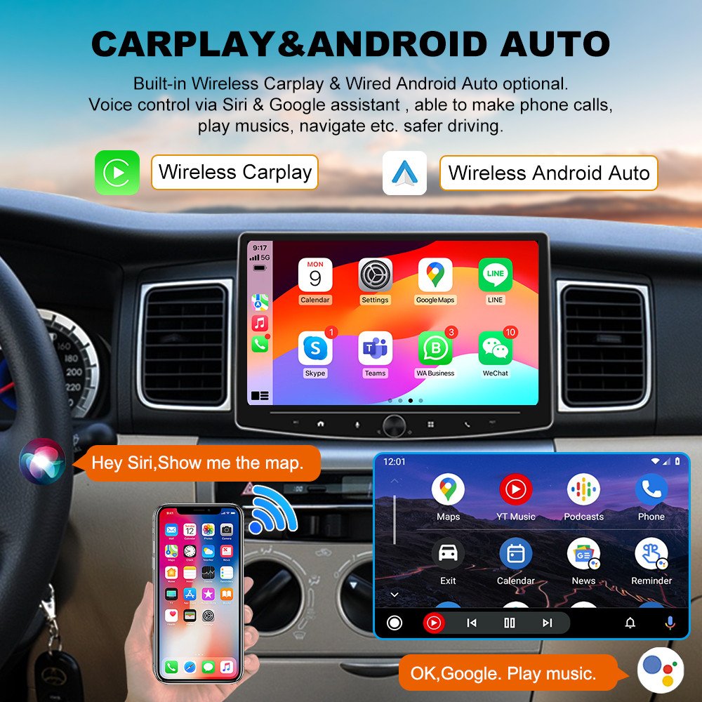 10.1 inch universal Android carplay player 1 din GPS car multimedia touch screen car DVD player for stereo radio audio play
