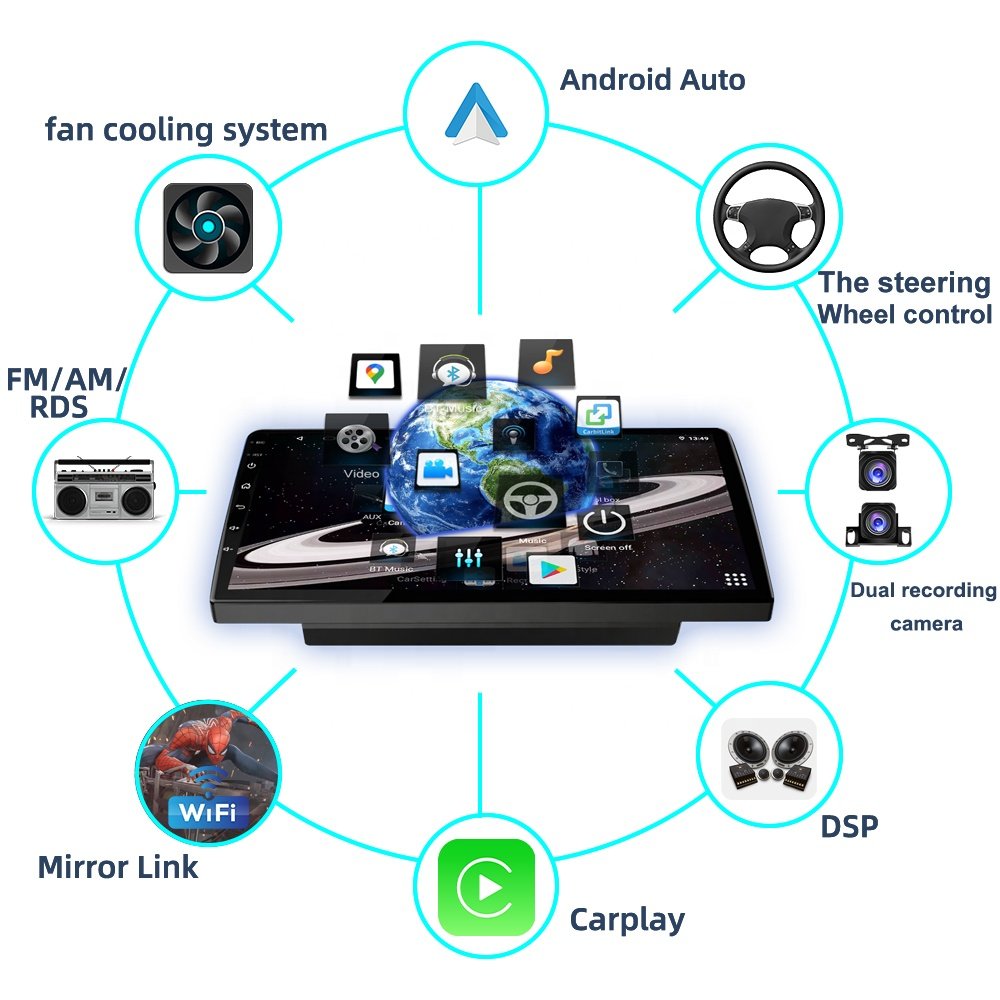 9 Inch DVD Player Android Navigation car Stereo 6+128 GB 4G Wifi Gps Dsp Rds AM Double Din Car Radio