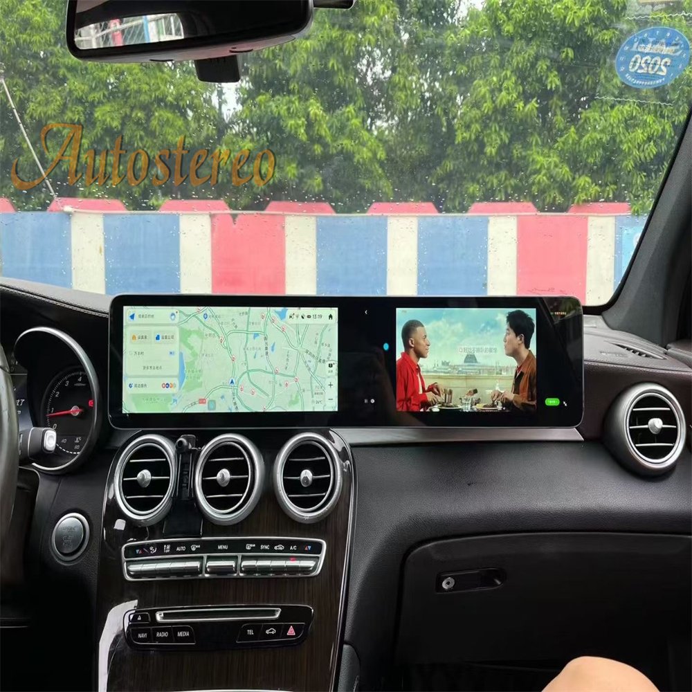 Carplay Dual Screen 12.3 Android 13 For Mercedes Benz C W205 GLC X253 2015-2019 Car GPS Navigation Multimedia Player Head Unit