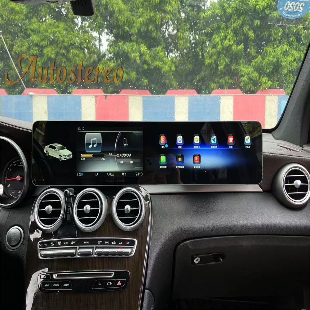Carplay Dual Screen 12.3 Android 13 For Mercedes Benz C W205 GLC X253 2015-2019 Car GPS Navigation Multimedia Player Head Unit