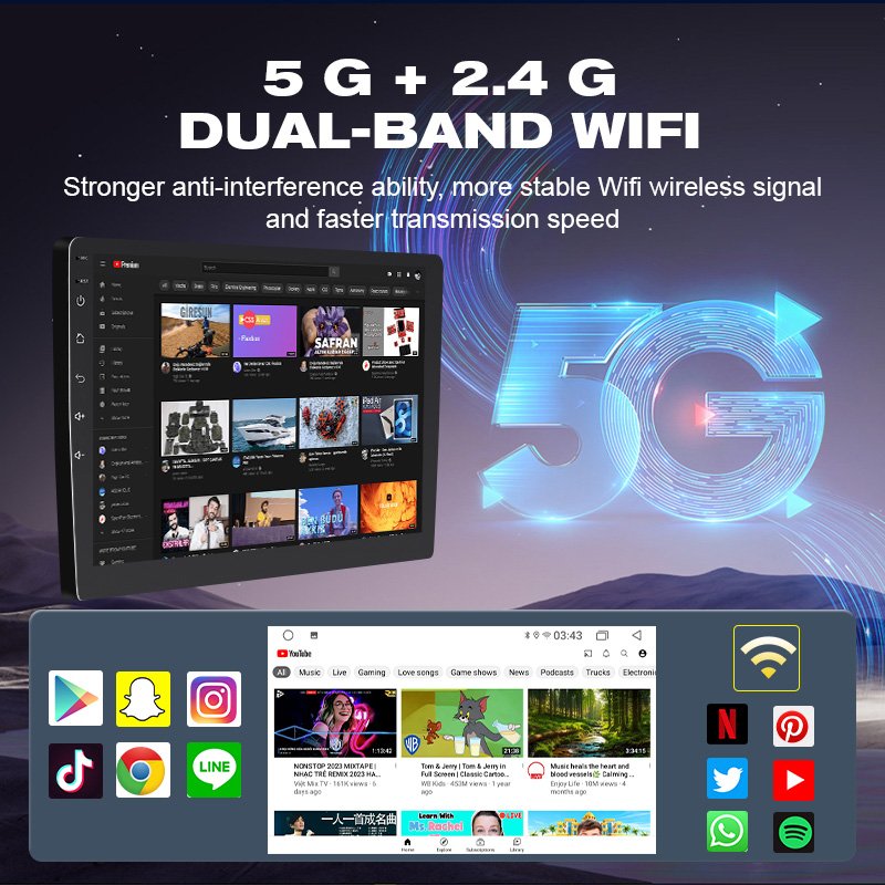 Universal Android auto Android 13 Carplay 9/10 Inch Touch Android Car Radio WiFi GPS Front USB Carplay Mirror Link WIFI