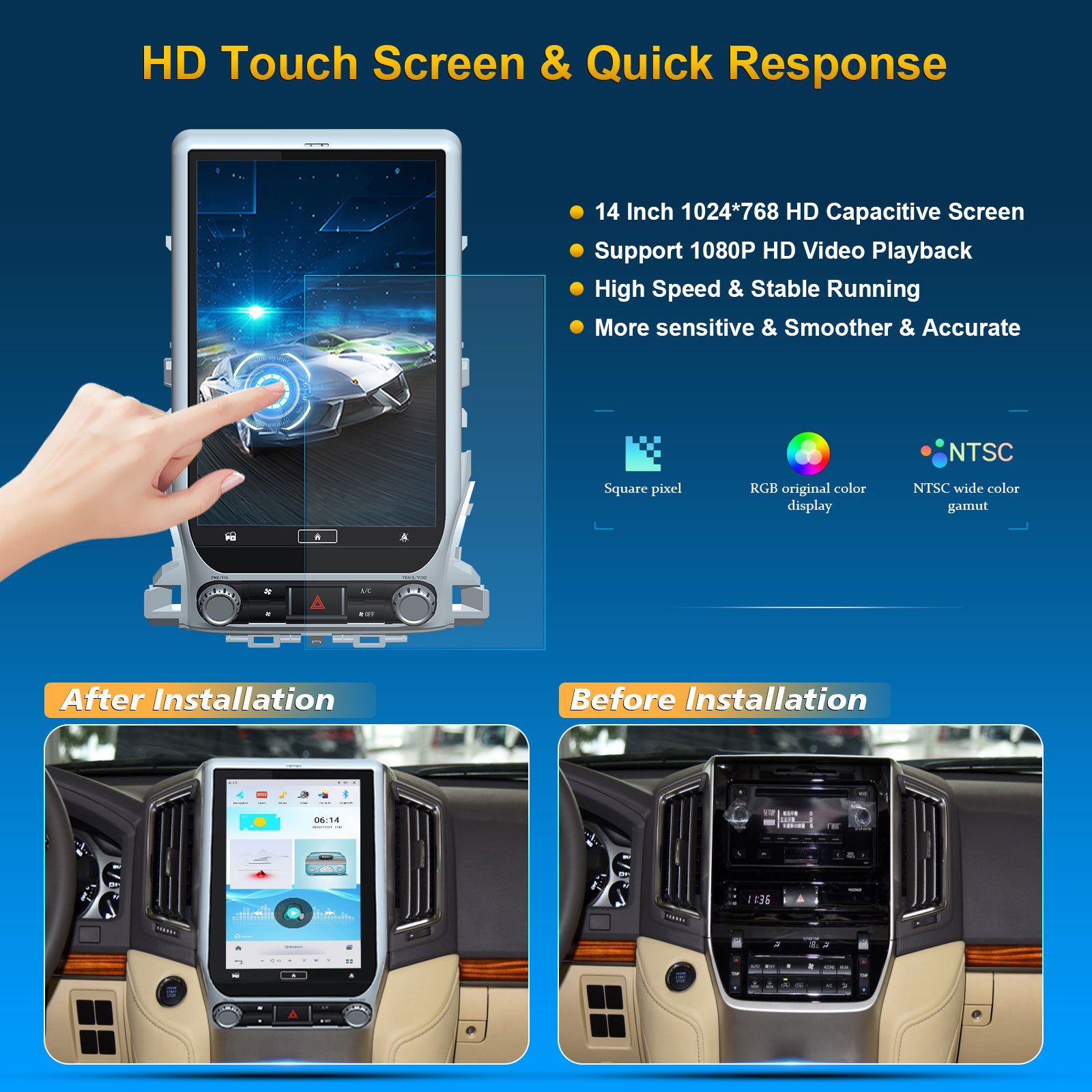 New Trend 13.3'' Car Screen Android GPS Navigation Radio with Carplay Video Player for TOYOTA LAND CRUISER LC200 2016- VXR